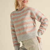 Girls Striped Crewneck Sweater