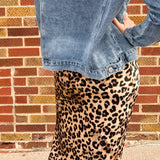 Leopard Satin Maxi Skirt