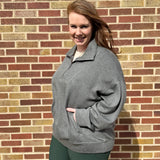 Plus Modal Poly Quarter Zip Funnel Neck Pullover