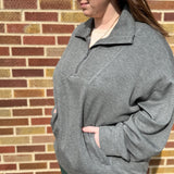 Plus Modal Poly Quarter Zip Funnel Neck Pullover