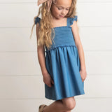 Girls Blue Ruffle Strap Dress