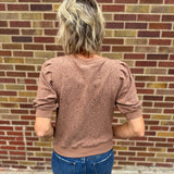 Pleated Sleeve Floral Knit Top