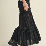 Black Lace Tiered Skirt