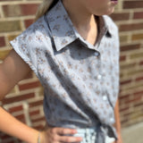 Girls Button Up Cropped Top