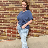 Plus Blue Ribbed Tee