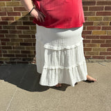 Plus Elastic Waist Ruffle Seamed Textured Skirt