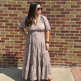 Taupe Floral Maxi Dress