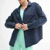 Raw Edge Cotton Button Down Shacket
