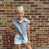 Girls Button Up Cropped Top
