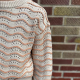 Girls Crewneck Wavy Pointelle Sweater