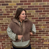 Quilted Collar Boxy Sherpa Vest