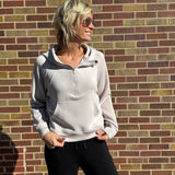 Modal Poly Quarter Zip Funnel Neck Pullover