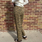 Leopard Print Denim Pants
