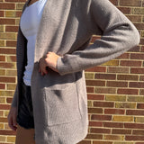 Ribbed Raglan Sleeve Cardigan w/ Pocket