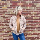 Print Cotton Quilted Jacket w/Snap