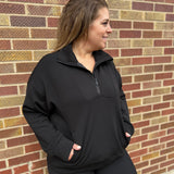 Plus Modal Poly Quarter Zip Funnel Neck Pullover