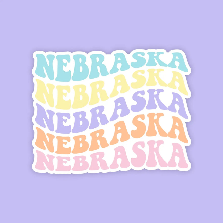 Nebraska Beachy State Name Sticker