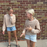 Girls Crewneck Wavy Pointelle Sweater