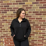 Plus Modal Poly Quarter Zip Funnel Neck Pullover