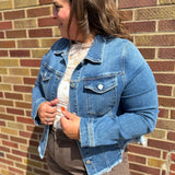 Plus Risen Irregular Fray Hem Jacket