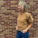 Pleated Sleeve Cotton Washed Top