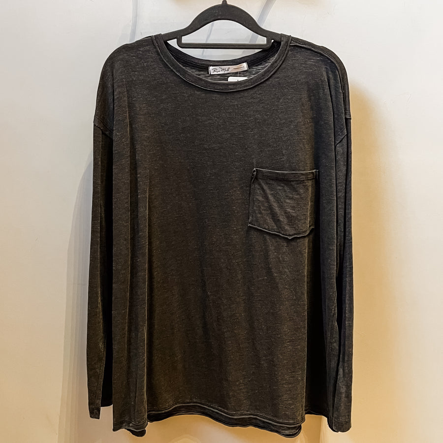 Mineral Wash Round Neck Long Sleeve