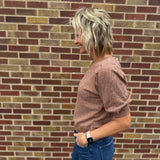Pleated Sleeve Floral Knit Top