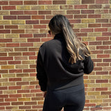 Black Crop 1/4 Zip Wolves Sweatshirt