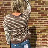 Stripe French Terry V-Neck Sweater