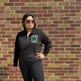 Black Crop 1/4 Zip Wolves Sweatshirt