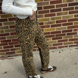 Leopard Print Denim Pants
