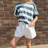 Girls High Waist Roll Up Denim Shorts