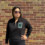 Black Crop 1/4 Zip Wolves Sweatshirt