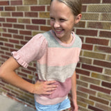 Girls Puff Sleeve Cropped Sweater