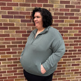 Plus Modal Poly Quarter Zip Funnel Neck Pullover