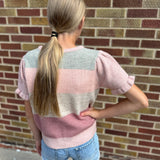 Girls Puff Sleeve Cropped Sweater