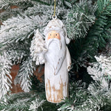 Natural Santa Carved Orn 5”