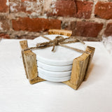 Marble Coasters w/ Wood Holder set of 5