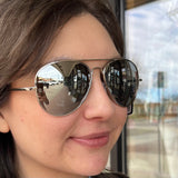 Blue Gem Color Lens Aviator Sunglasses