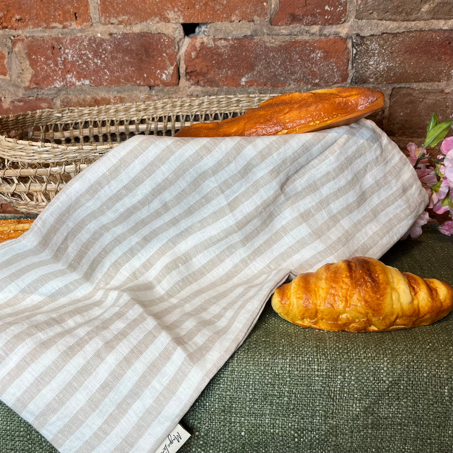 Striped Linen Bread Bag