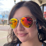 Blue Gem Color Lens Aviator Sunglasses