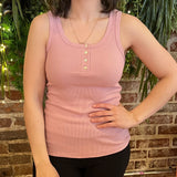 Basic Ribbed Button Front Tank Top