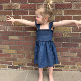 Girls Blue Ruffle Strap Dress