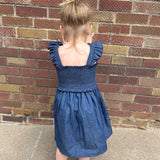 Girls Blue Ruffle Strap Dress