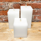 White Wax Luminara Square Indoor Candle 3"