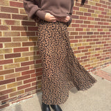 Leopard Print Pleated Flowy Skirt