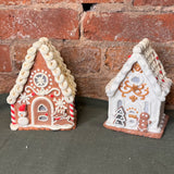 Lighted Gingerbread House w/Snowman & Reindeer 6"