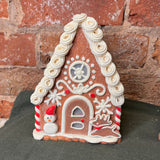 Lighted Gingerbread House w/Snowman & Reindeer 6"