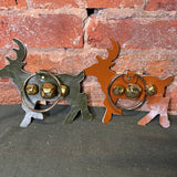 Leather/Metal Ring Deer Door Hanger w/ 3 Jingle Bells 8x7.75”