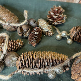 Natural & Gold Glitter Pinecone/Seed Pod Garland 72”